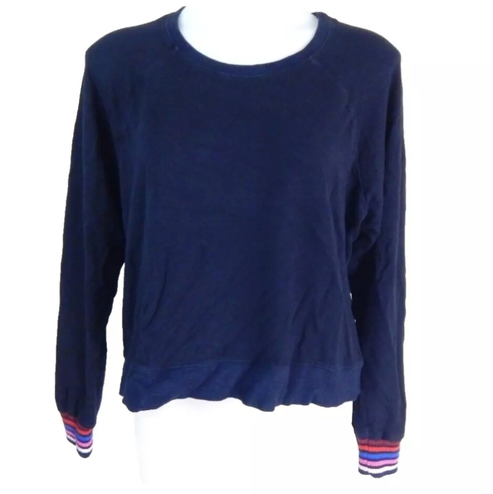 Sundryโ Navy Striped Cuff Sweatshirt